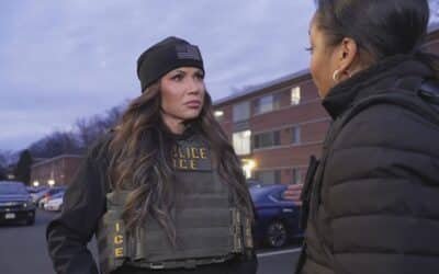 Photo: National Secretary of National Security Kristi Noem speaks to the Senior Political correspondent of ABC News Rachel Scott during an ice raid in Virginia on March 4, 2025.