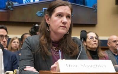 Photo: Rebecca Kelly Slaughter is facing the subcommittee of the Energy and Commerce Committee of the Chamber of Representatives on Commerce, Manufacture and Commercial Hearing entitled "The World Wild Web: examining Harms Online," March 26, 2025.