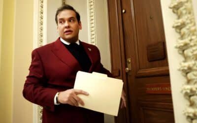 Photo: Representative George Santos enters the Chamber Republican Tranacle in the Capitol, on November 28, 2023.