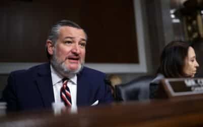 Photo: Senator Ted Cruz offers an opening statement to the Senate Trade, Science and Transportation Committee in the Dirksen Senate Office building on April 2, 2025 in Washington, DC.