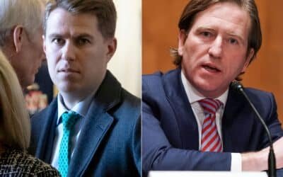 Photo: Miles Taylor in Washington, DC, on March 5, 2019. Chris Krebs in Washington, DC, on December 16, 2020.